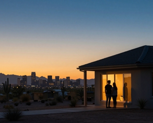 an image of first-time homebuyers in phoenix, trying to make a decision